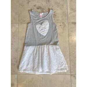 Design History girls grey/white heart sleeveless dress 6yrs